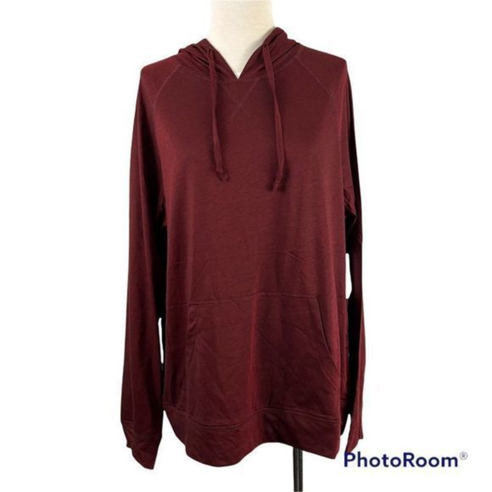 NWT PUBLIC‎ OPINION Burgundy Hooded Sweater (L)